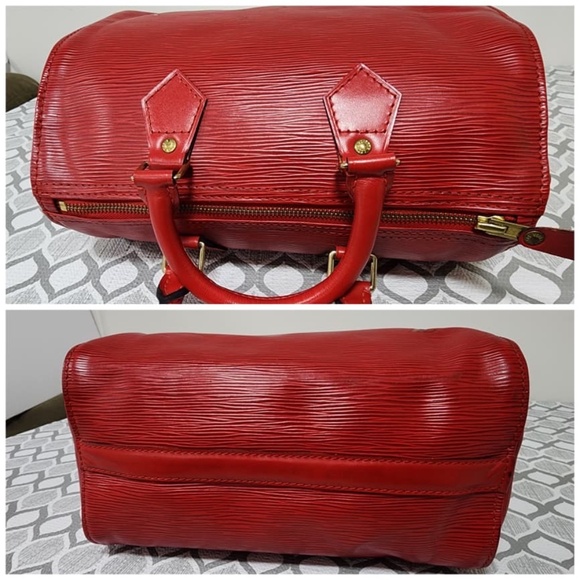 Authentic LOUIS VUITTON Red Epi Leather Speedy 25 Bag - Picture 13 of 15